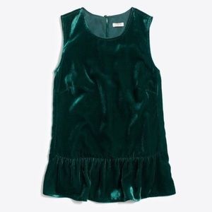 JCREW Deep Jade Velvet Peplum